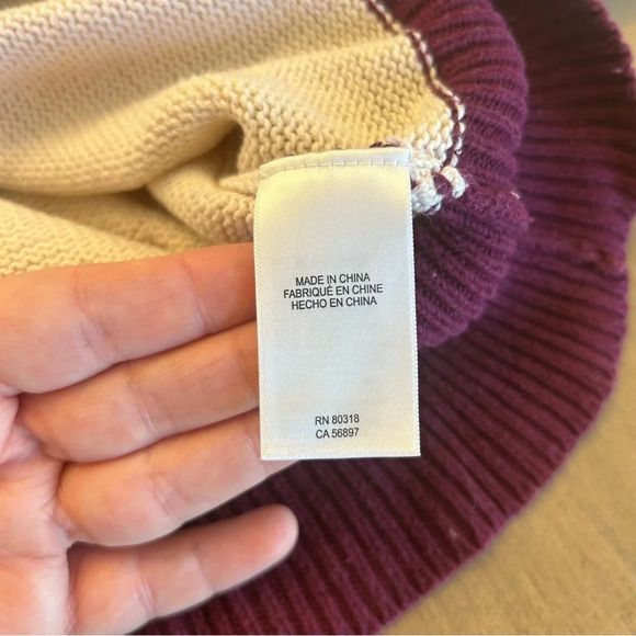 Luck Brand Color Block Pullover Crewneck Sweater Cotton Blend Purple Sz XL - Picture 6 of 10